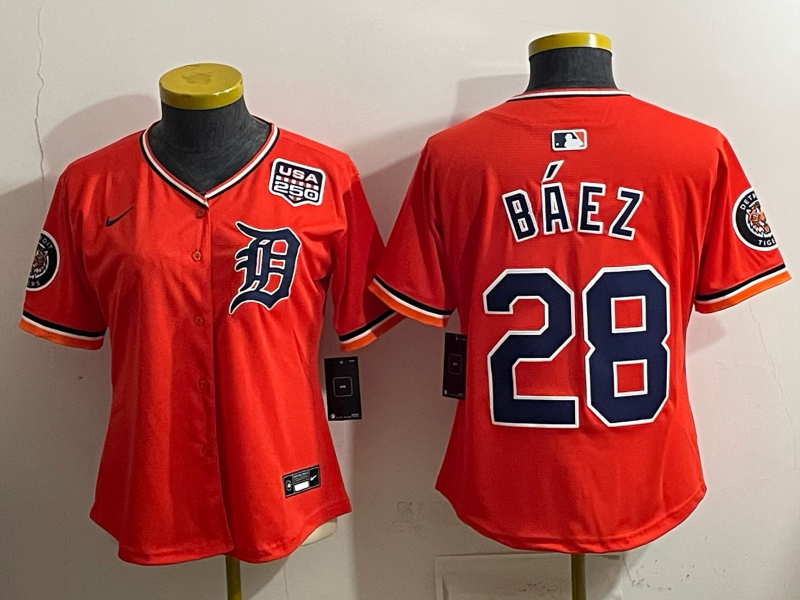 youth Detroit Tigers #28 Baez orange Nike 2026 MLB Jersey 0404001